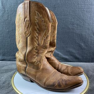 Old West Brown Leather Snip Toe Women’s Cowboy Western Boots LF1529 US Size 10